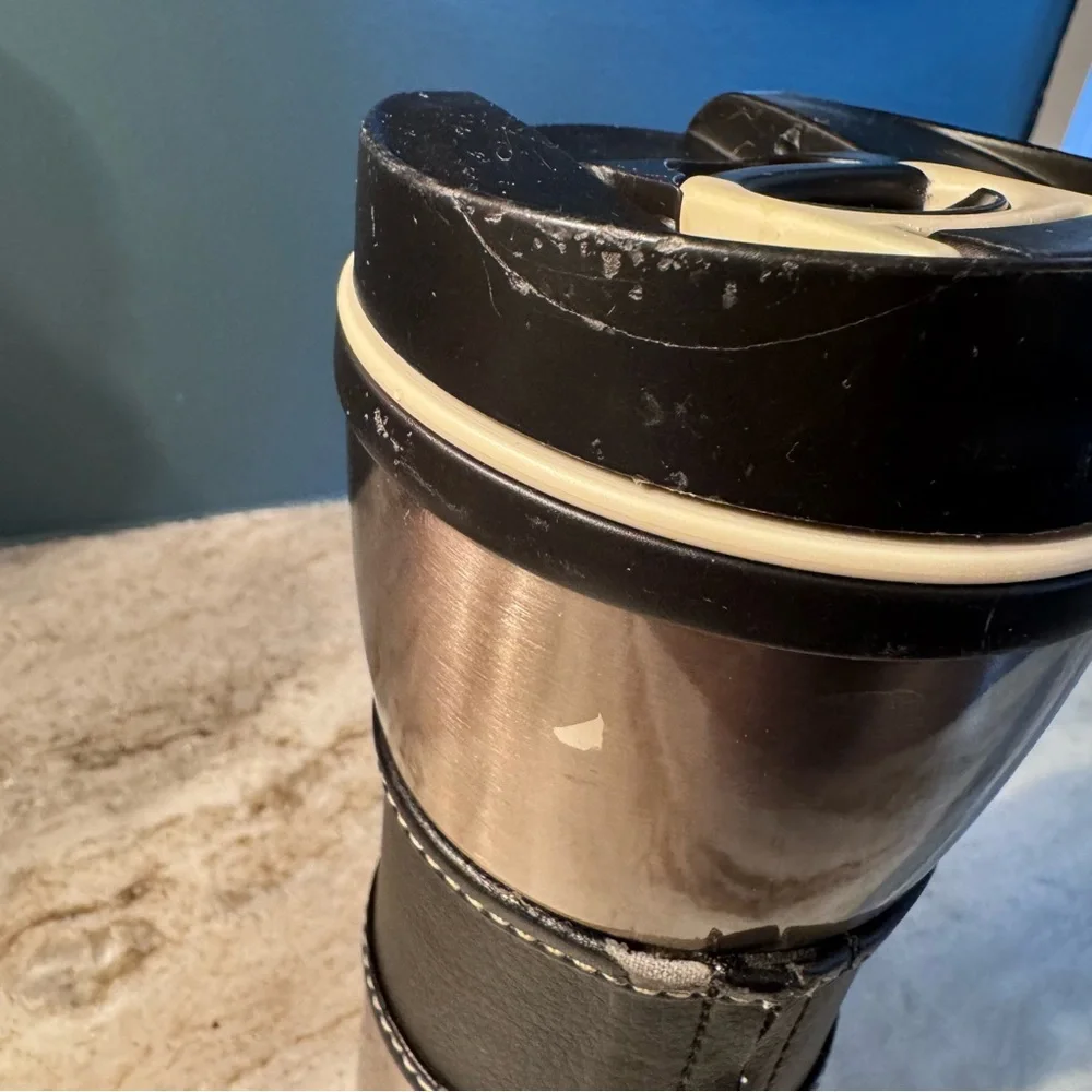 Vintage - Starbucks - Brushed Stainless - Faux Leather - Travel Tumbler